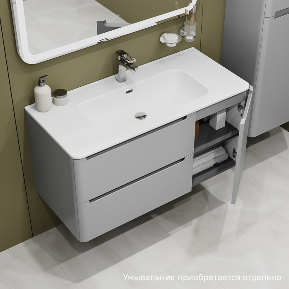 Тумба подвесная IDDIS Edifice, 100 см, светло-серый, EDI10L0i95