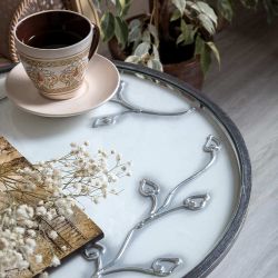 Декоративный столик Орхидея Фиори Айс Античное серебро