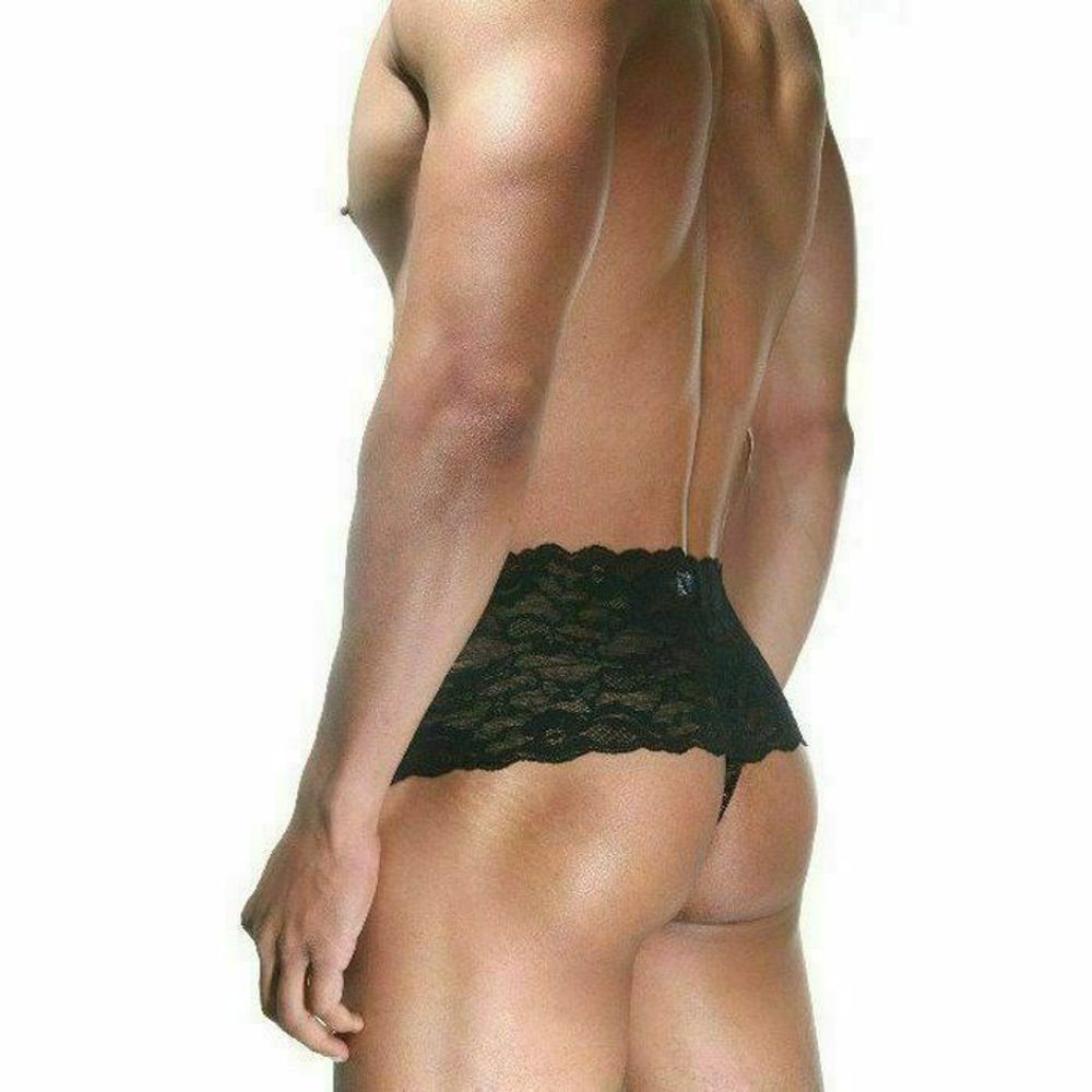 Мужские трусы стринги черные кружевные La Blinque LB15254