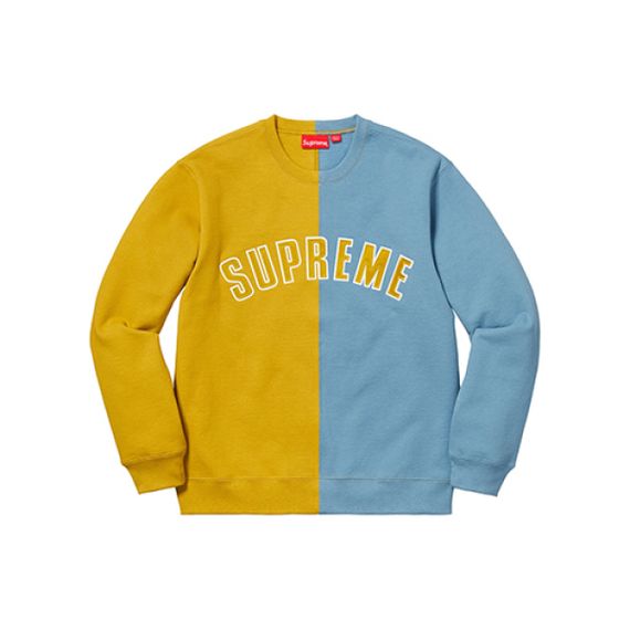 Supreme FW18 Split Crewneck Sweatshirt Mustard