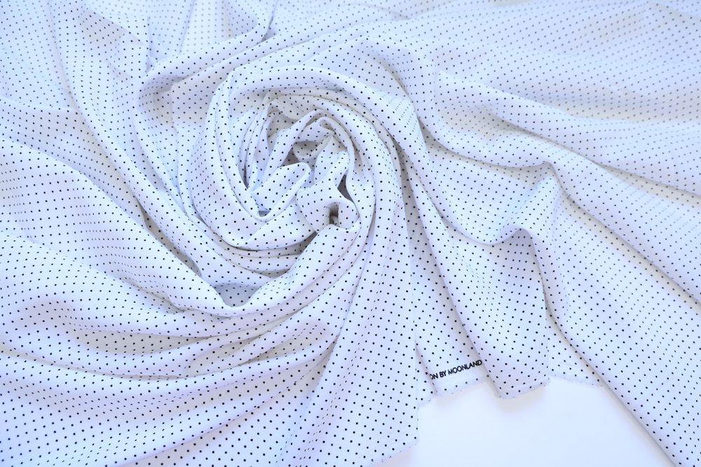 Вискоза белая в черный мелкий горох