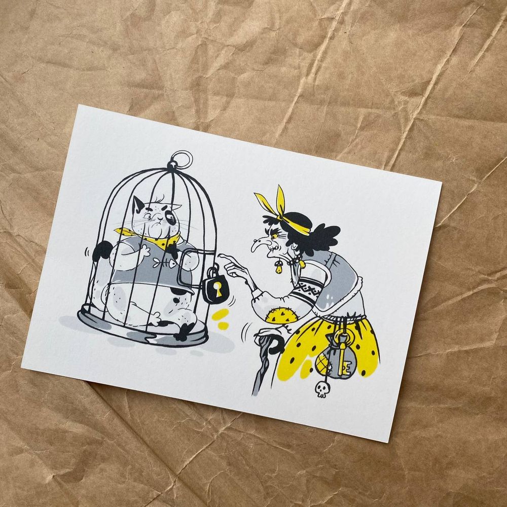 Открытка Кинокухня. Кот и Баба-Яга