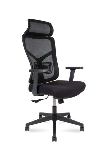 Кресло офисное Норден / Аспер / Asper / черный пластик  / черная сетка / черная ткань