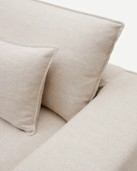 Двухместный диван Anarela 240 см, бежевый лен со съемным чехлом