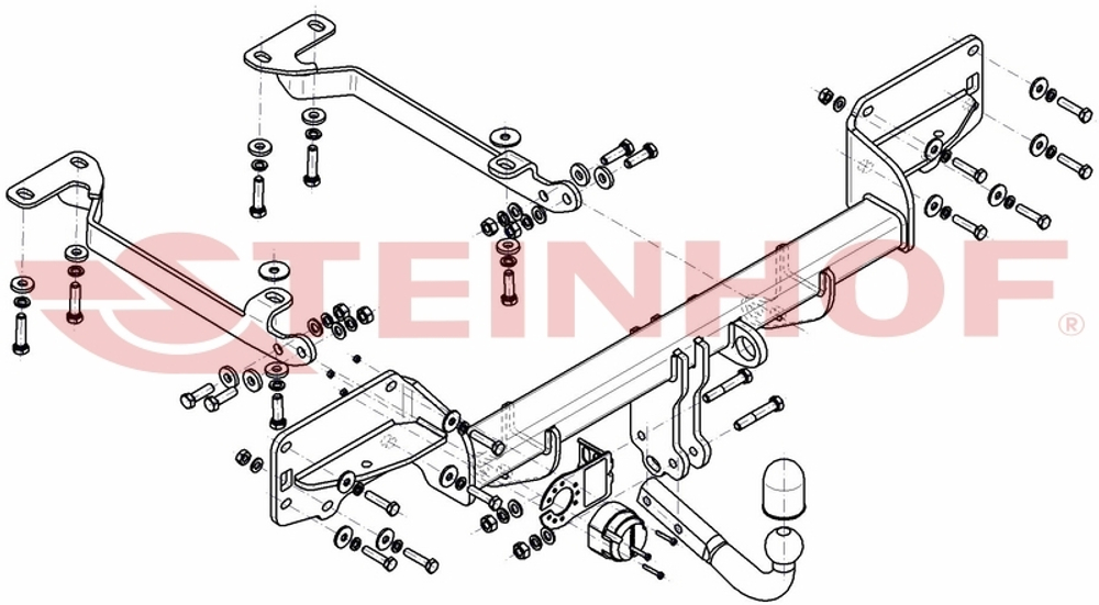 Фаркоп Steinhof L-116 для Land Rover Range Rover Sport L494 2013-(паспорт и сертификат в комплекте)(без электрики)