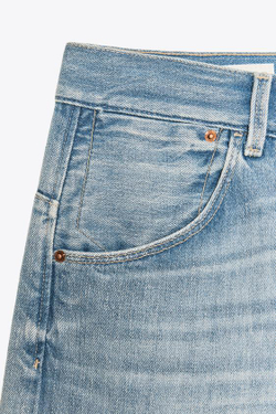 ZARA ДЖИНСЫ TRF ПРЯМОГО КРОЯ СО ШЛЕВКАМИ И СРЕДНЕЙ ПОСАДКОЙ, СИНИЙ