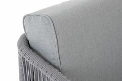 "Канны" диван модульный плетеный из роупа, каркас алюминий белый, роуп светло-серый круглый, ткань светло-серая