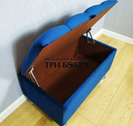 Банкетка синий ВЕЛЮР с нишей для хранения