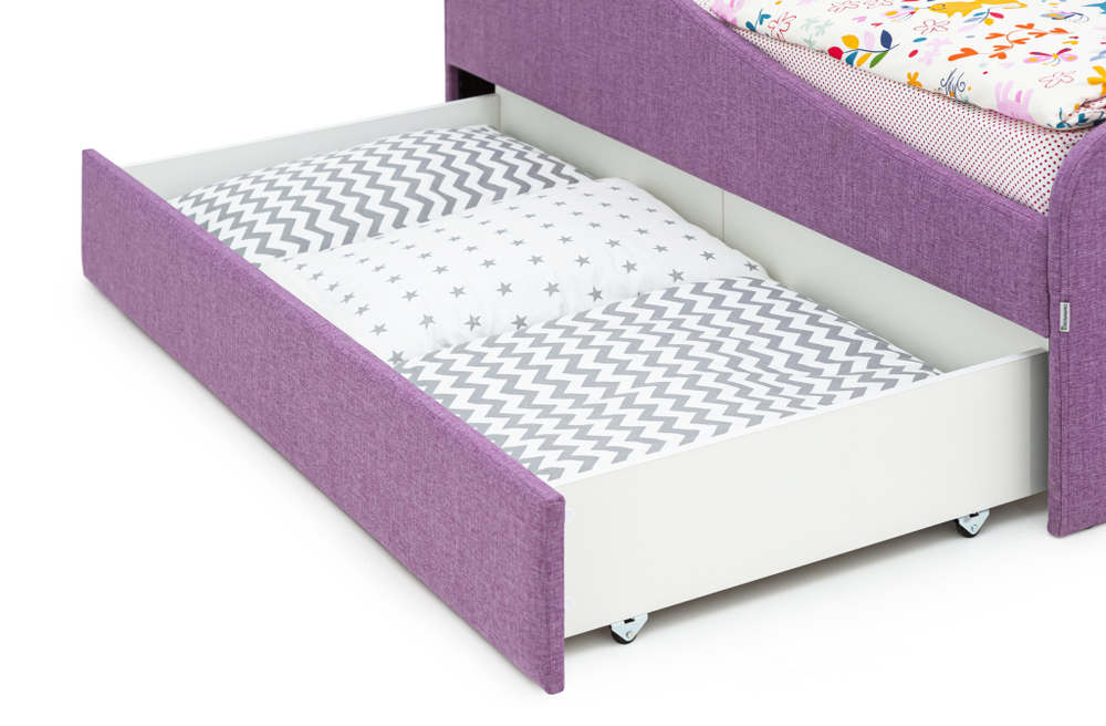 Детская мягкая кровать с ящиком Бельмарко Letmo черничный мусс рогожка