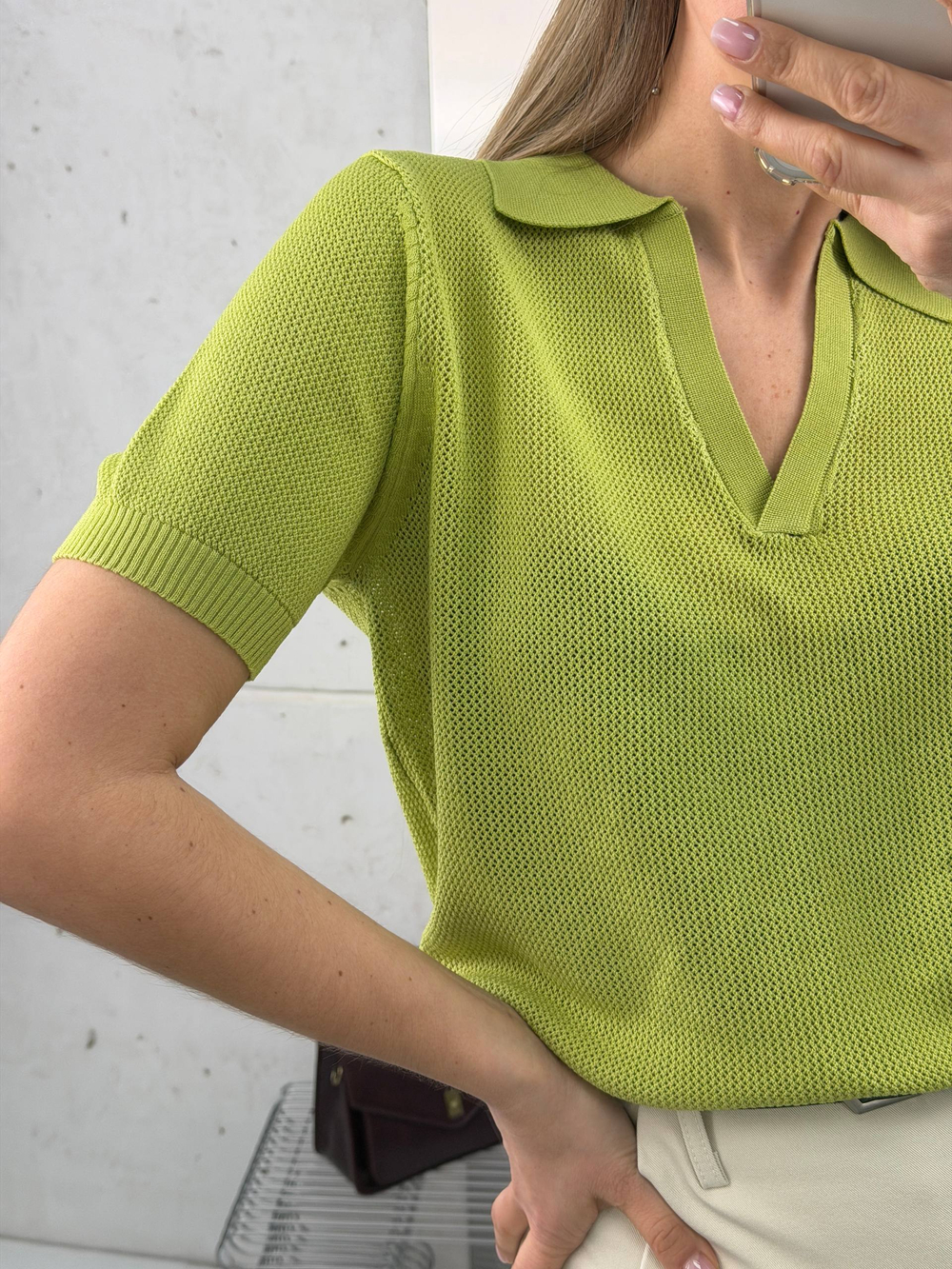 Футболка-поло женская артикул 9610 цвет "фисташковый"