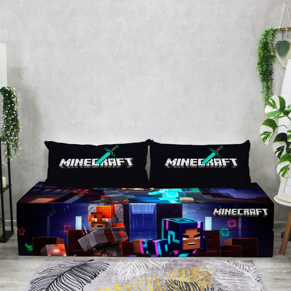 Бескаркасный диван кровать раскладной "Minecraft"