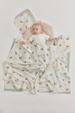 Пелёнки фланелевые BUBA KIDS, 3 шт., Бобры на хуторе/Речная вода/Бежевый, 95х11