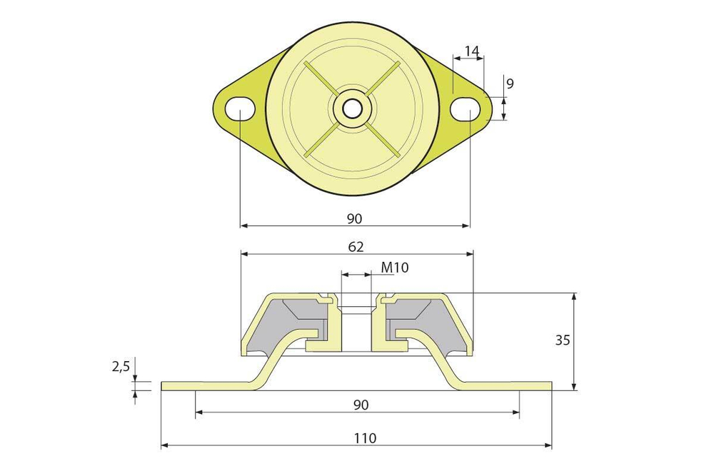 Виброопора (PDH85/35/110  M12 NR60)