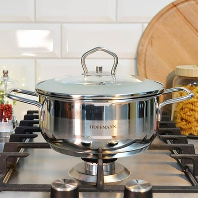 Кастрюля 1,6л нерж, 3-х слойное капсулированное дно, индукция, НМ 5318