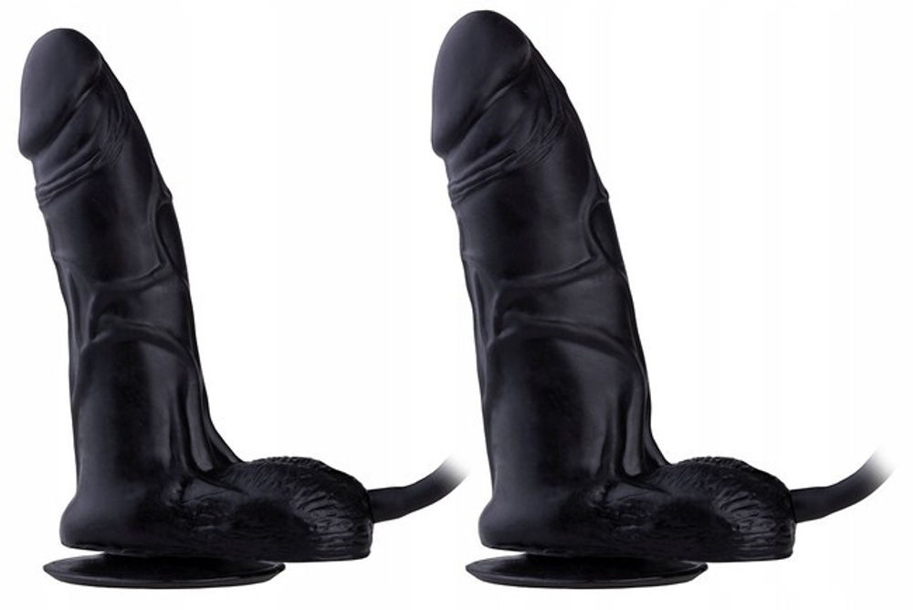 Реалистичный надувной фаллос на присоске черного цвета (Цвет: черный)