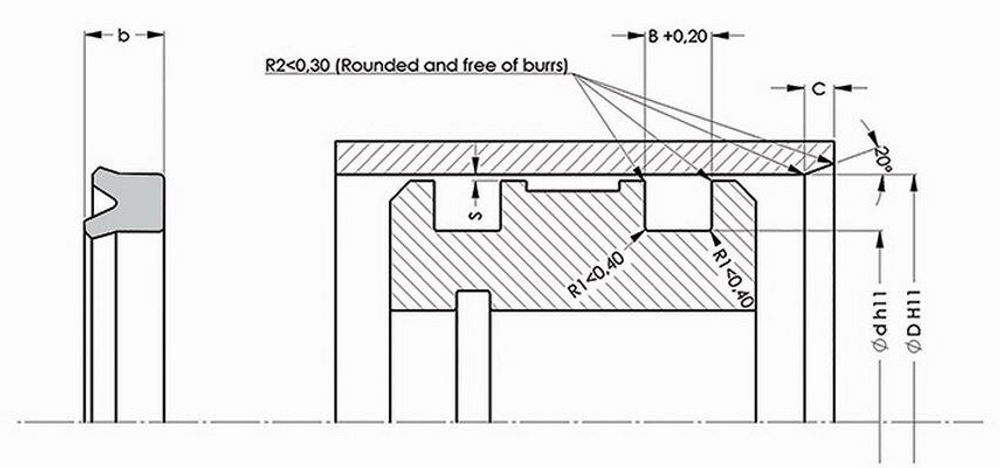 A172-050/4 PU Высокоэффективное U-образное поршневое уплотнение 50-40-5
