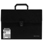 Папка-портфель пластиковая BRAUBERG А4 (332х245х35 мм) 13 отделений фактура диагональ черная (3 штуки в упаковке)