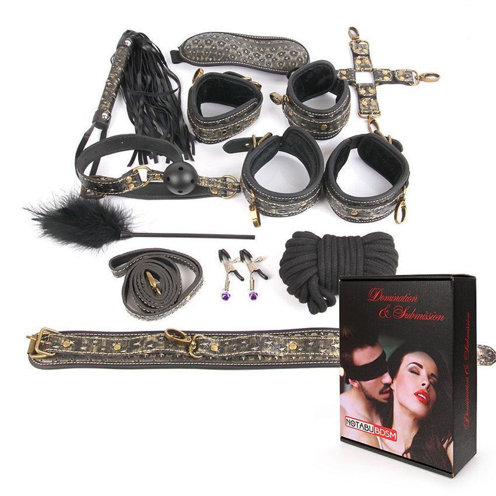 Чёрно-золотистый набор БДСМ (Цвет: черный с золотистым)