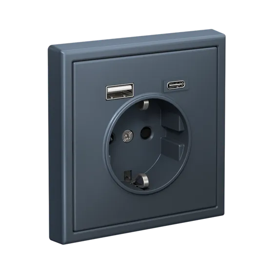 Розетка ArtGallery 16А с 2-мя заряд. устройствами USB A+C 5В/2.4А/3А 2х5В/1.5А механизм грифель SE GAL000732