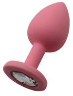 Маленькая нежно-розовая пробка с прозрачным кристаллом (Цвет: розовый с прозрачным)