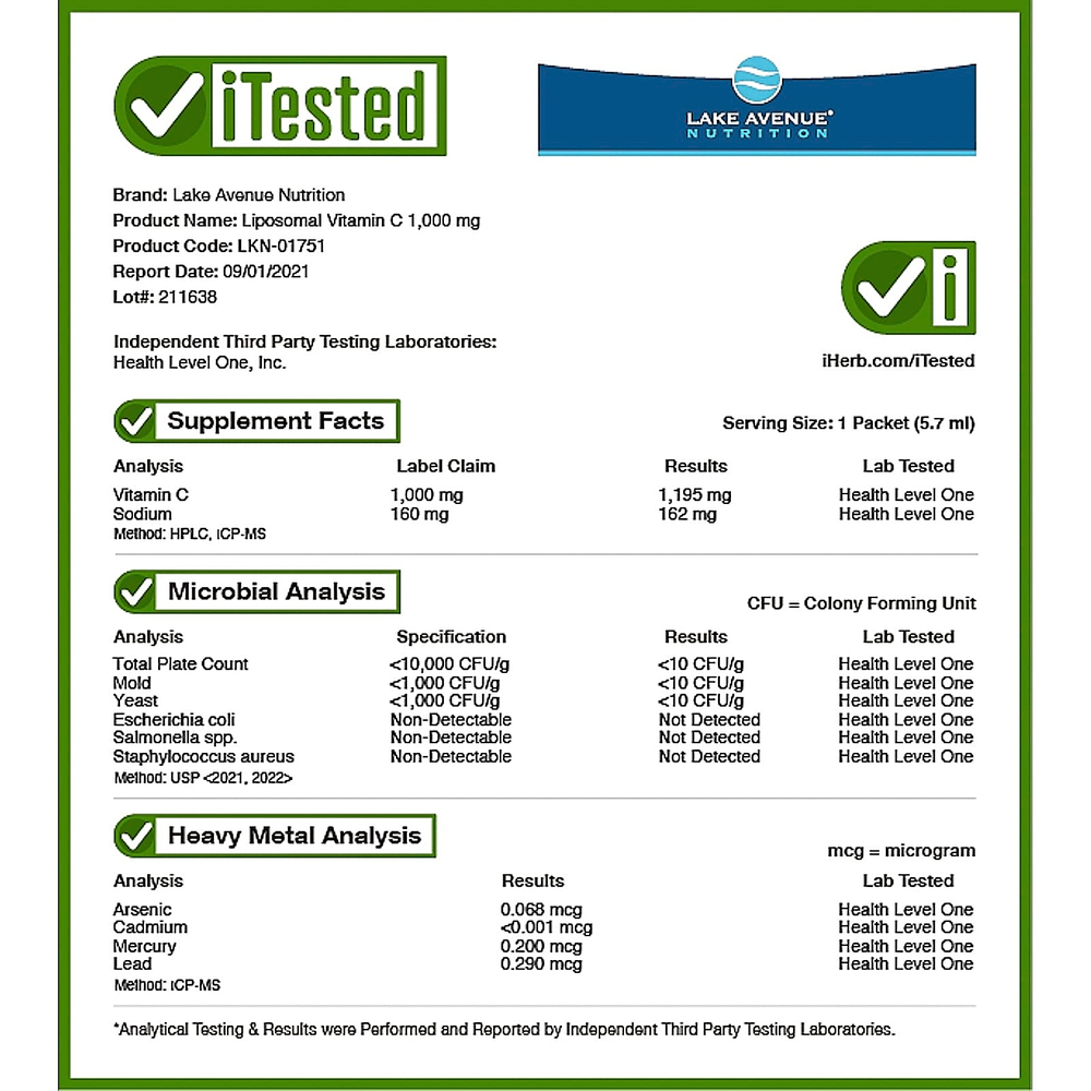 Lake Avenue Nutrition, липосомальный витамин C, без подсластителей, 1000 мг, 236 мл (8 жидк. унций)