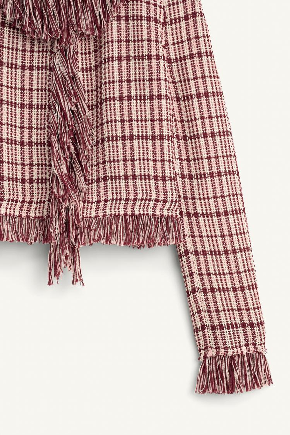 ZARA ЖАКЕТ С БАХРОМОЙ, ТЕМНО-РОЗОВЫЙ