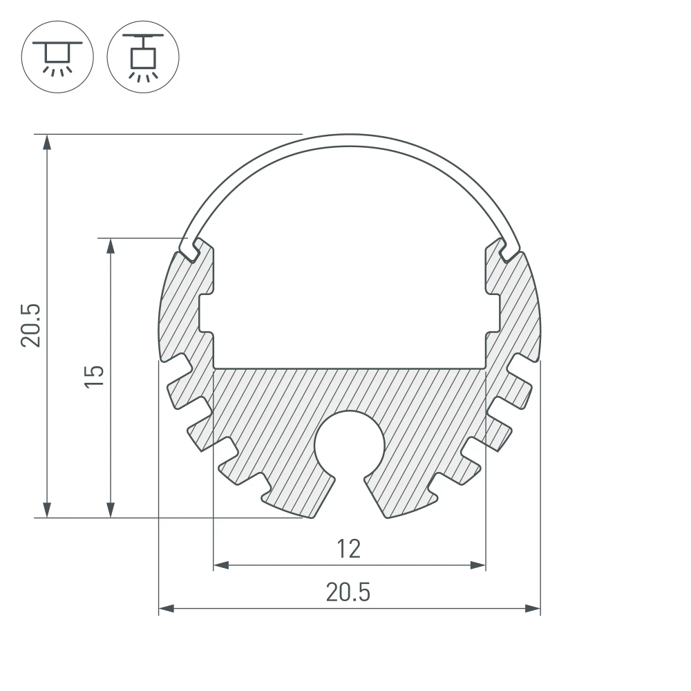 Профиль ROUND-D20-2000 ANOD (Arlight, Алюминий) 040645