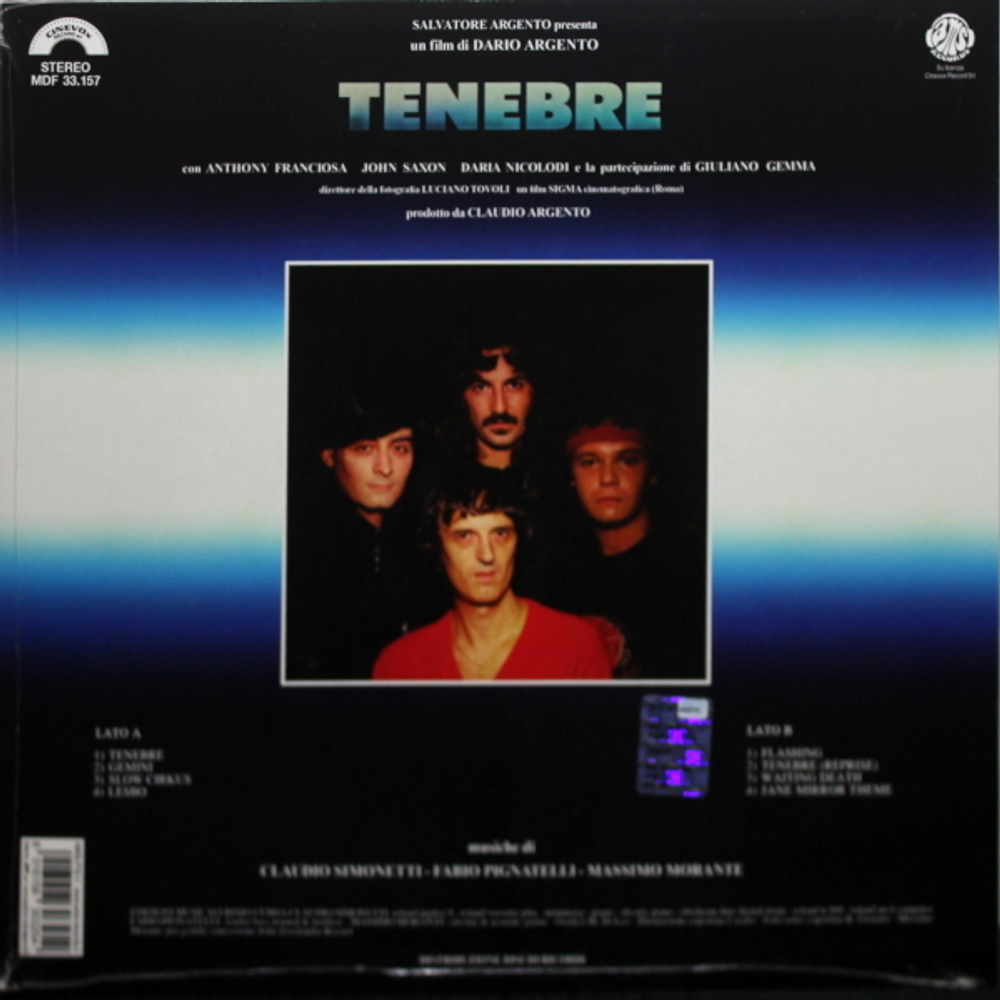 Simonetti, Pignatelli, Morante / Tenebre (Colonna Sonora Originale) (Clear Vinyl)(LP)