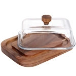 Масленка деревянная «SHEF» 16,5*12,5*8см с крышкой из стекла