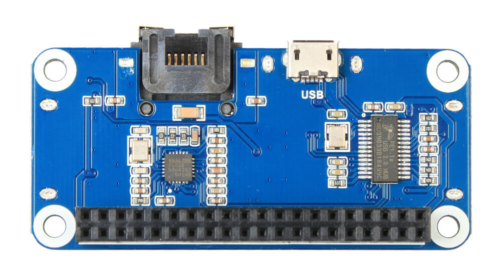 Плата расширения Ethernet / USB HUB HAT for Raspberry Pi, 1x RJ45, 3x USB