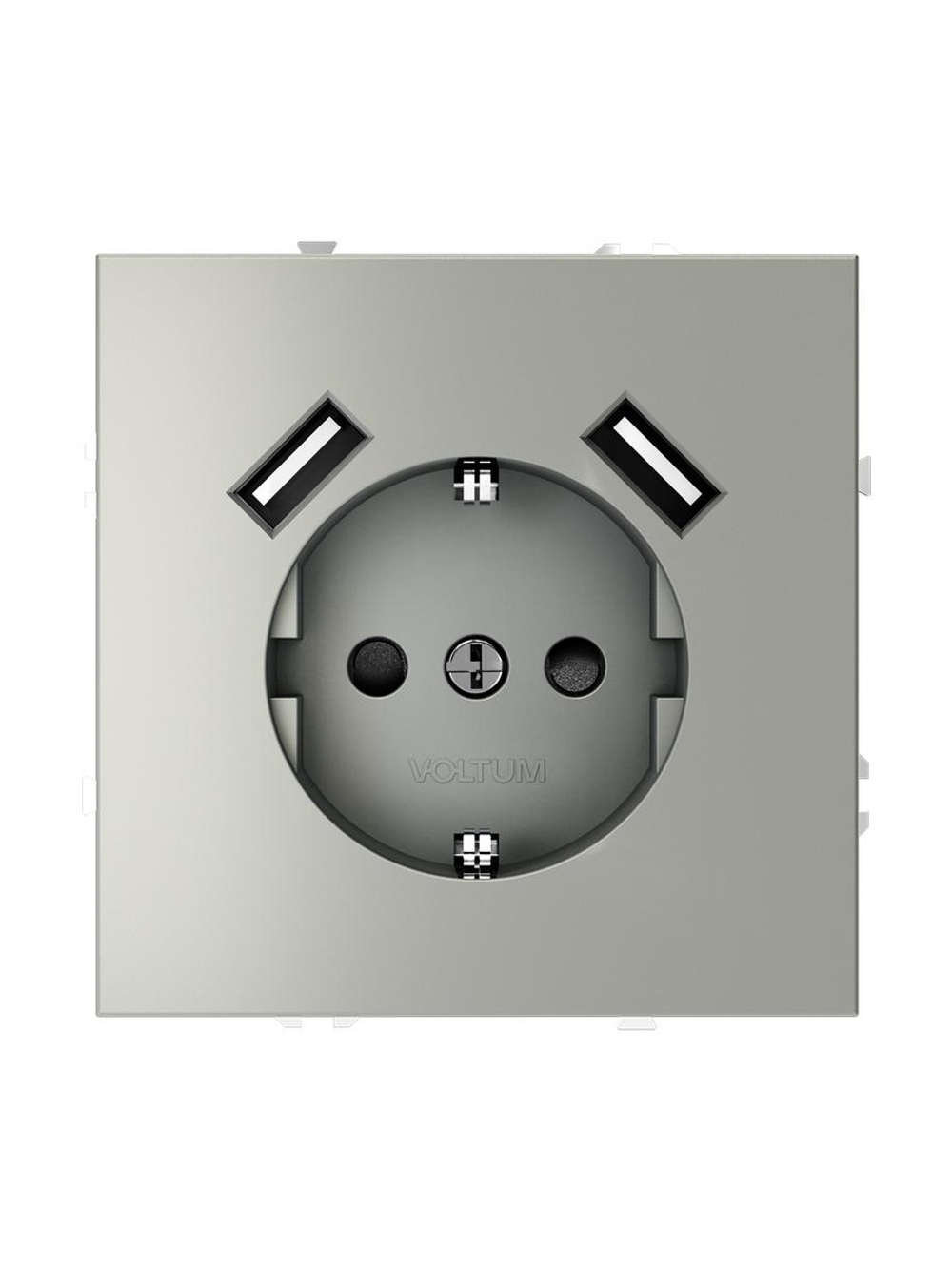 Розетка 1-м СП S70 16А с USB A+A с заземл. защ. шторки механизм сталь Voltum VLS040405