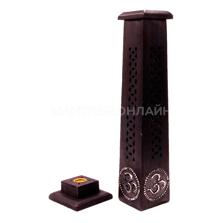 Подставка под благовония Башня Ом, цвет черный, 31x7,5x7,5 см