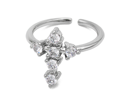 Кольцо "Крест" 17мм, с кристаллами