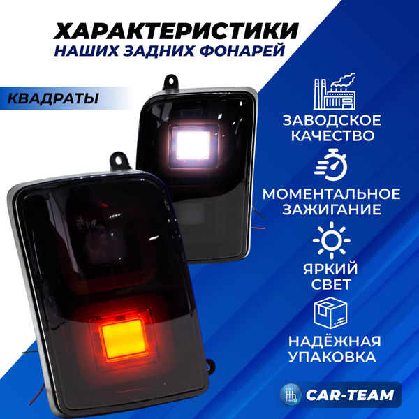 Задние фонари Лада Нива 4x4 в стиле Range Rover тонированные квадраты