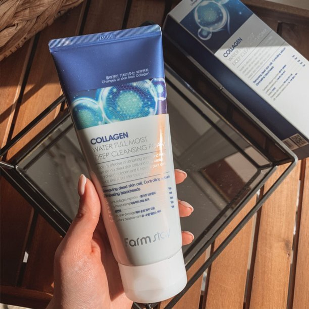 Пенка для умывания с коллагеном FarmStay Collagen water full moist deep cleansing foam