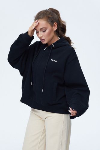 Черный худи на молнии с капюшоном