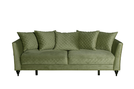 Диван Garda Decor Сорренто (Sorrento) 230M трехм.раск,велюр оливковый Colt1002-OLIV 230*101*86