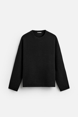 ZARA ЖАККАРДОВАЯ ТОЛСТОВКА С РЕЛЬЕФНЫМ УЗОРОМ, ЧЕРНЫЙ