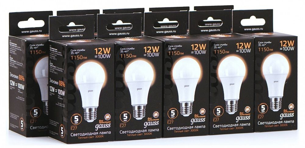 Лампа светодиодная Gauss  E27 12Вт 3000K 102502112