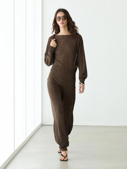 Massimo Dutti Струящийся джемпер из хлопка, коричневый