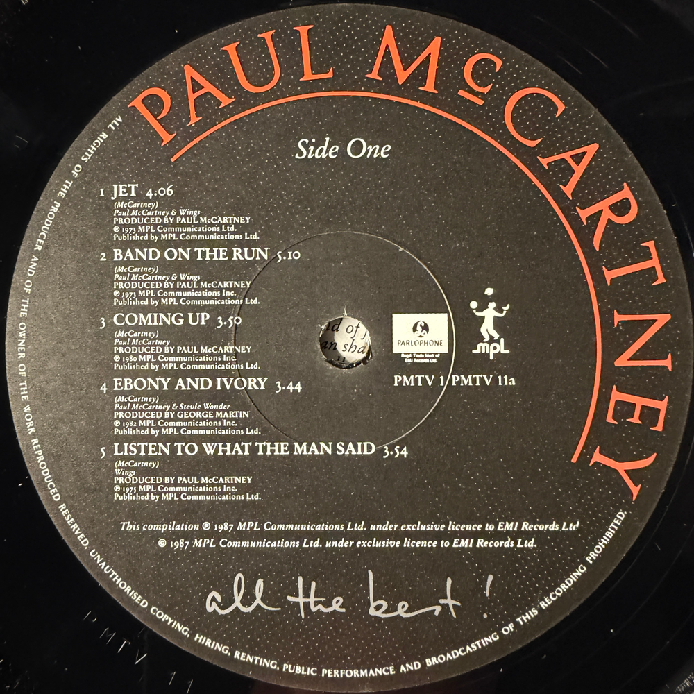Paul McCartney ‎– All The Best 2LP (Англия 1987г.) Т