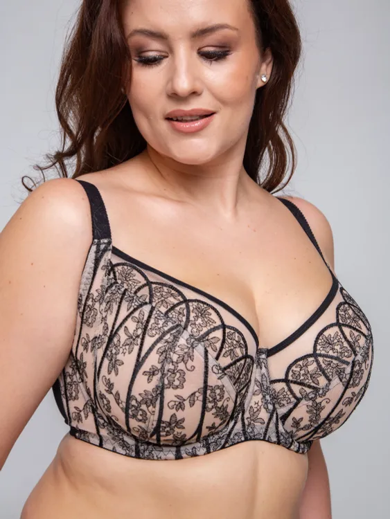 Бюстгальтер БельеСфера Кира мягкая чаша (черно-бежевый)
