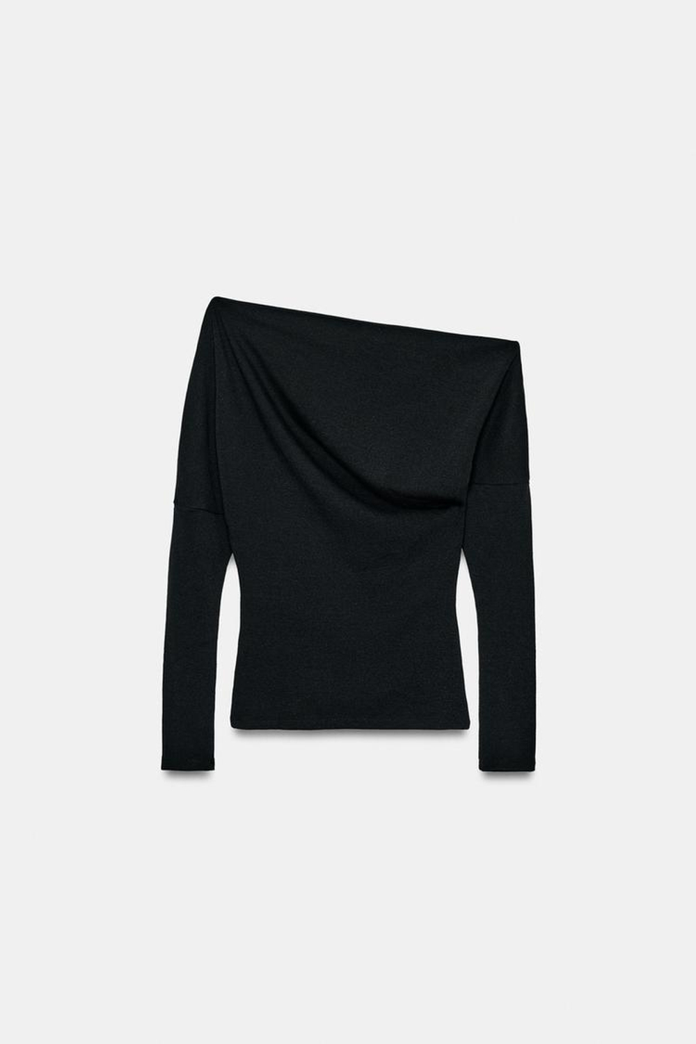 ZARA ТОП АСИММЕТРИЧНОГО КРОЯ ИЗ МЯГКОЙ ТКАНИ, ЧЕРНЫЙ