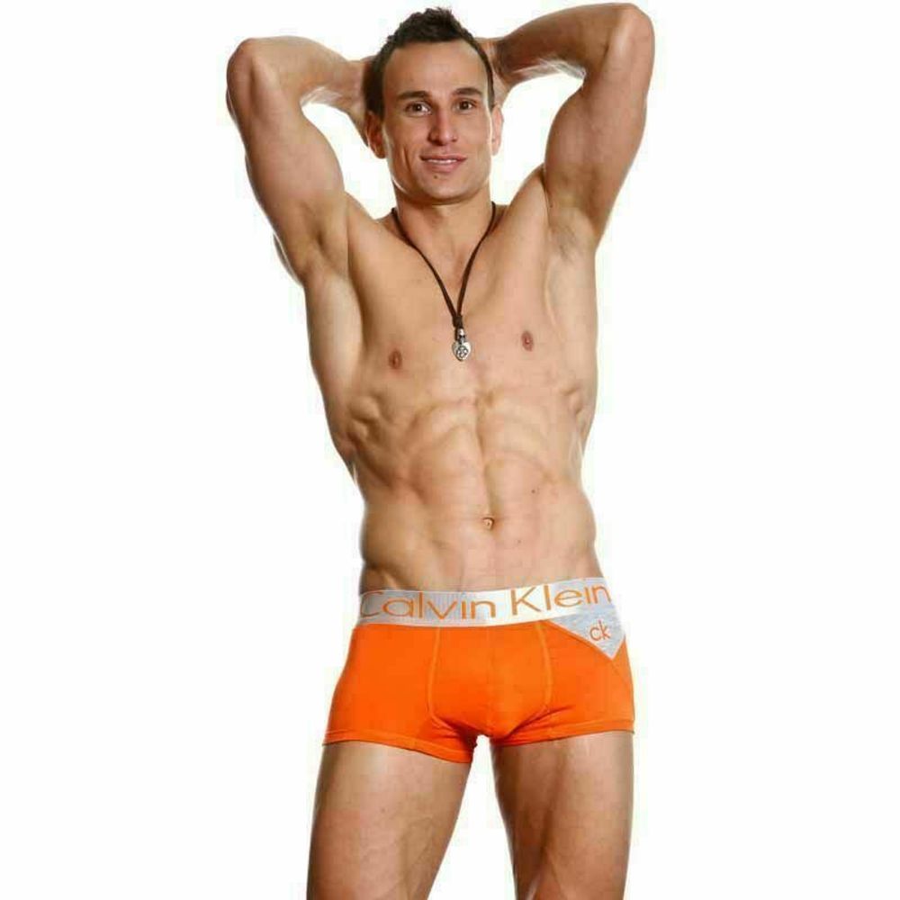 Мужские трусы боксеры Calvin Klein Boxer Steel Orange Grey