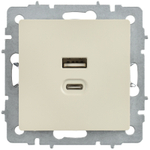 BRITE Розетка USB A+C 45Вт высокоскоростная зарядка РЮ11-2-БрКр бежевый IEK