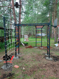 Монтаж уличной шведской стенки Sv Sport Рукоход х 2 (7 вертикальных столбов)