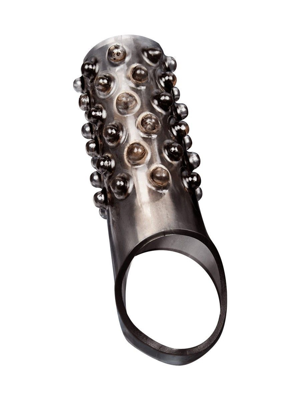 Дымчатая насадка на пенис с выпуклостями - 12 см. (Цвет: дымчатый)