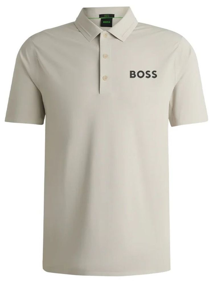 Мужское теннисное поло BOSS x Matteo Berrettini Slim-Fit With UV Protection - Бежевый