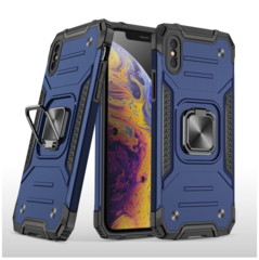 Противоударный чехол Strong Armour Case с кольцом для iPhone X, Xs (Темно-синий)