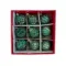 Набор пластиковых шаров Рандеву 80 мм., 9 шт., зеленый с золотом, Christmas DeLuxe (87801)